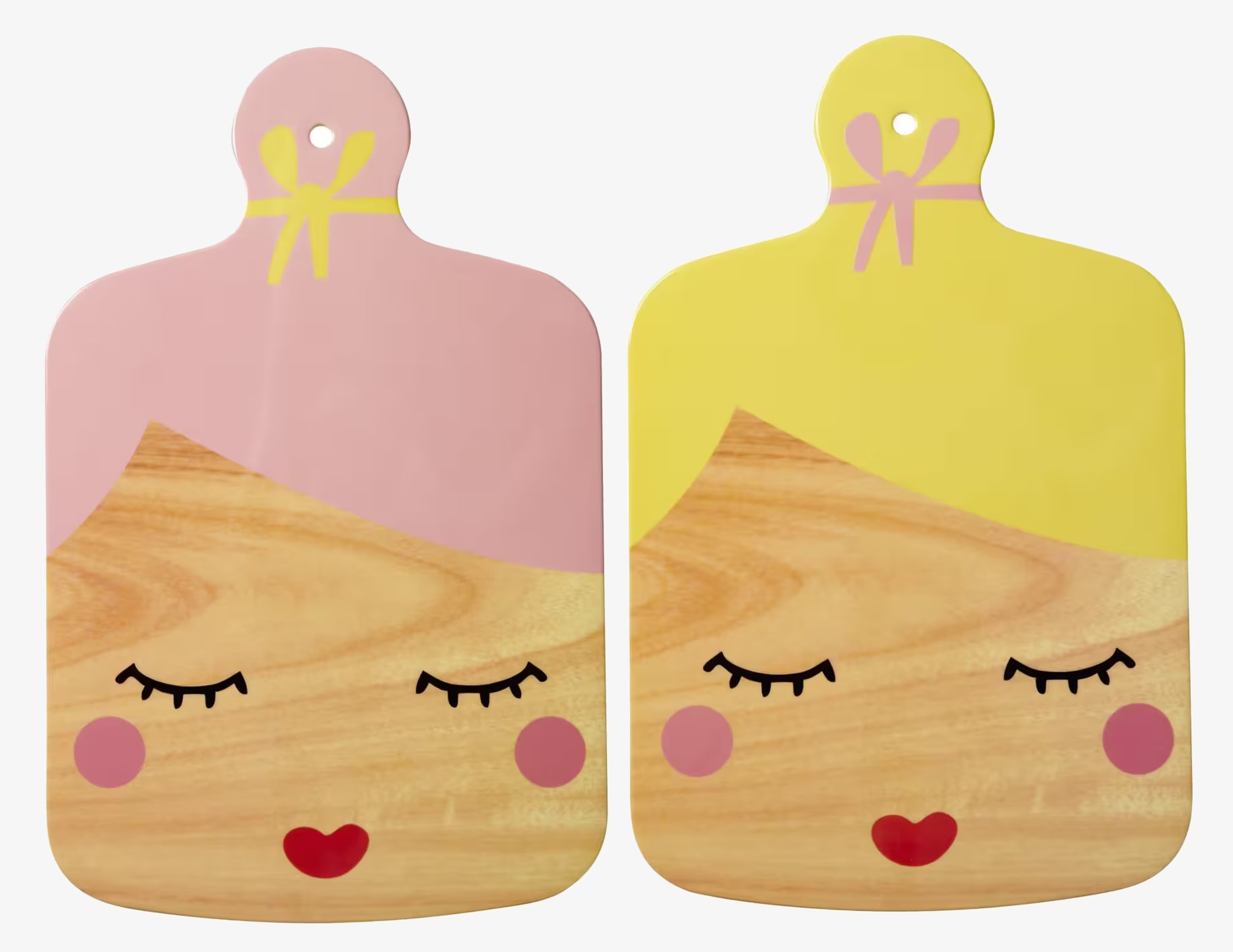 Skärbräda Rosa Pretty Faces från Rice med ansiktsillustration