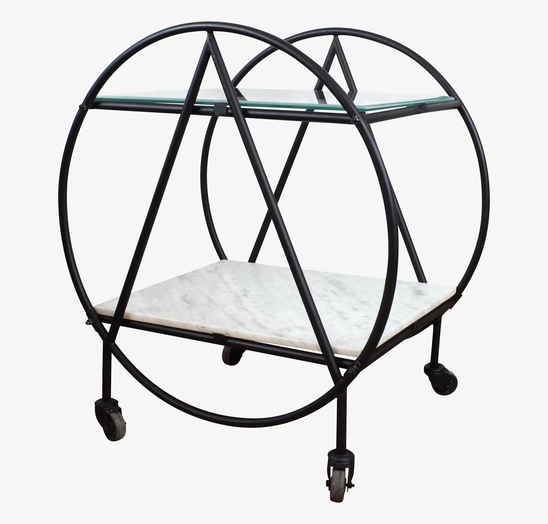 Serveringsvagn Svart Med Glas & Vit Marmor från Strömshaga