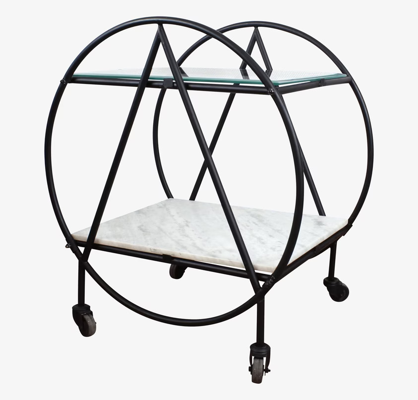 Serveringsvagn Svart Med Glas & Vit Marmor från Strömshaga