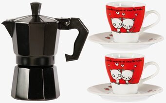 Espressokanna Katt från Derriére la porte med matchande koppar