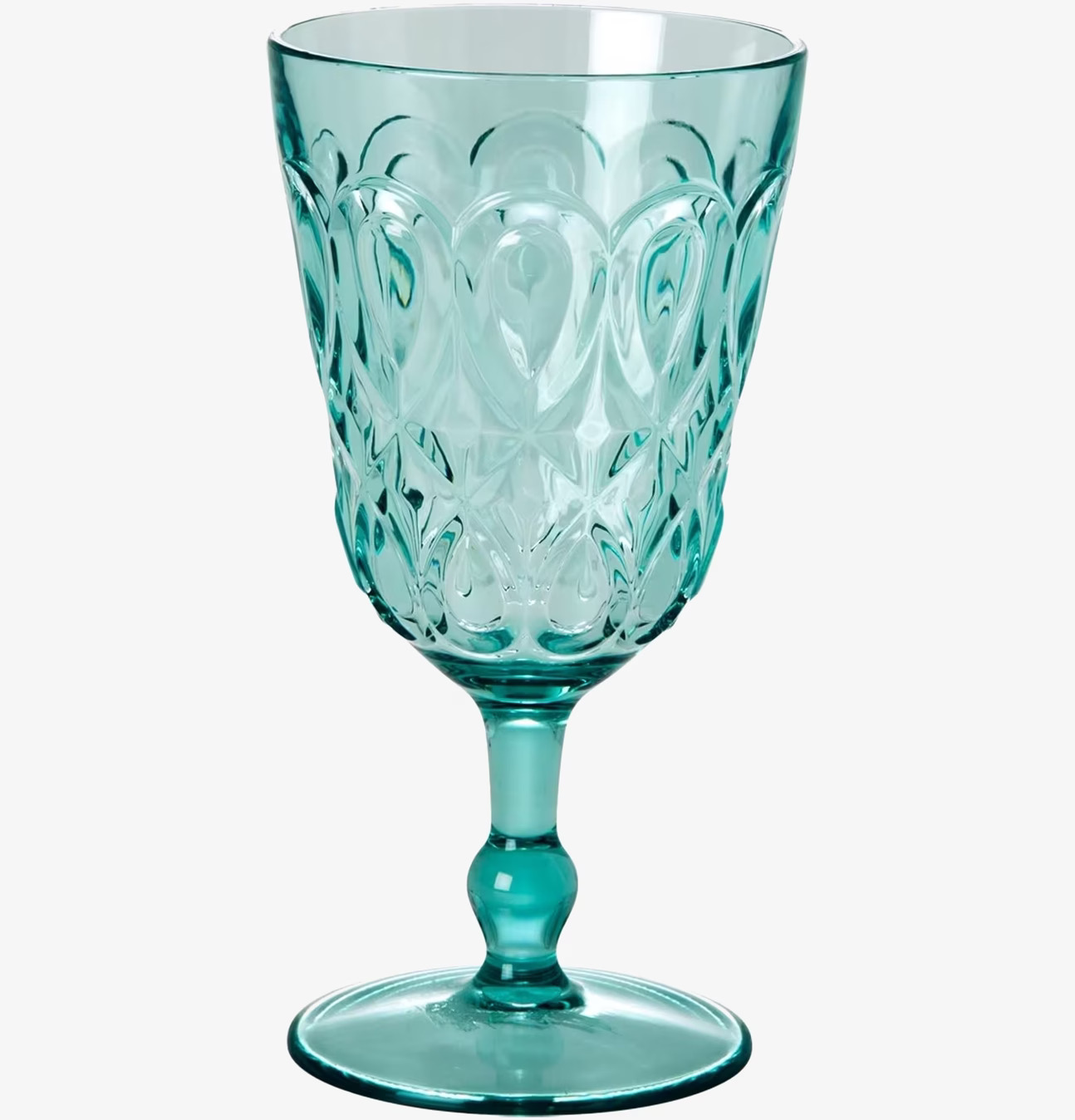 Vinglas Swirly Mint från Rice i mintgrönt glas med mönster