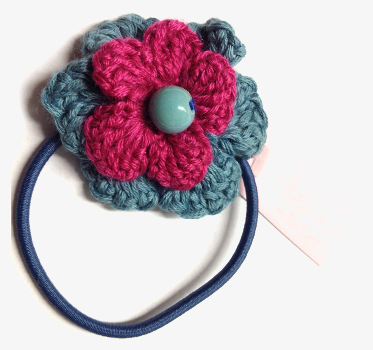 Hårsnodd Blomma Turkos/Rosa/Turkos från Rice, färgglad