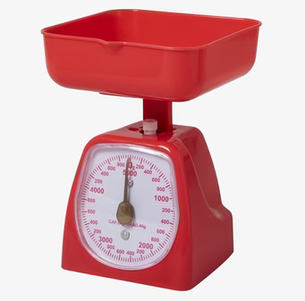 Köksvåg Röd från Rice med fyrkantig skål och mätplatta