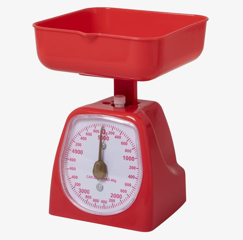 Köksvåg Röd från Rice med fyrkantig skål och mätplatta