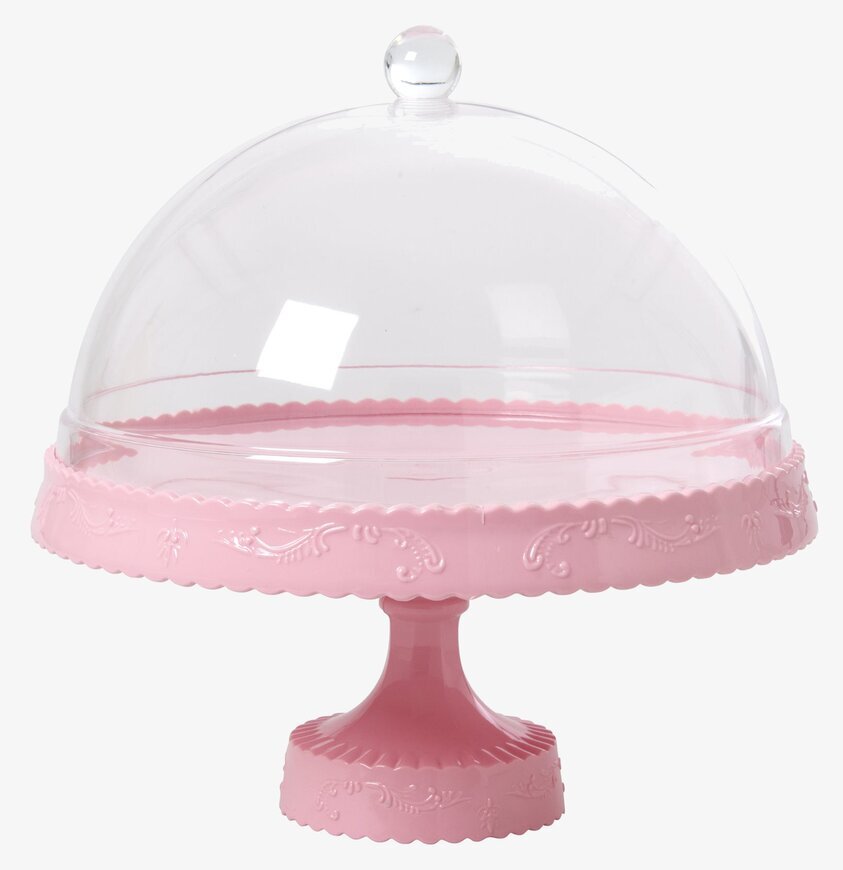 Kakfat Rosa från Rice med kupollock i klarglas och mönster