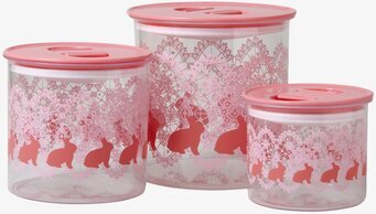 Burkar Lace Print Rosa 3-Pack från Rice med spetsmönster