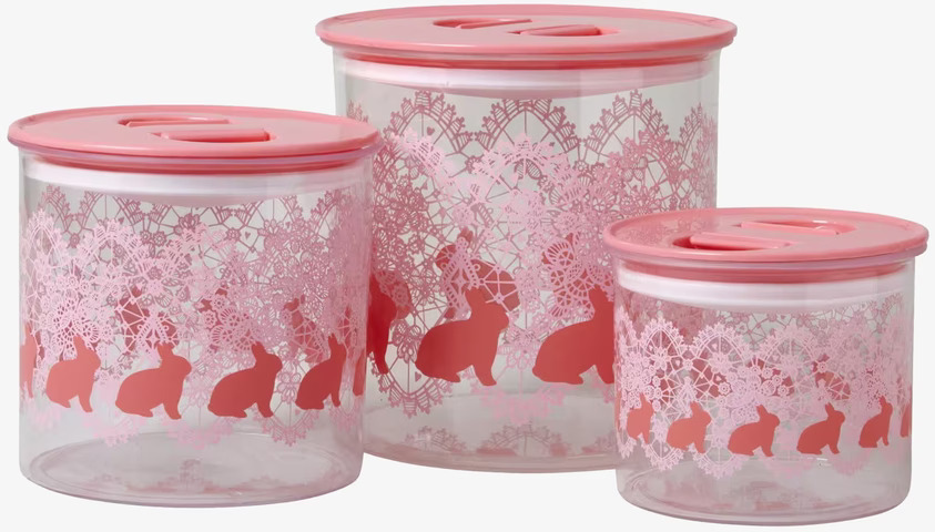 Burkar Lace Print Rosa 3-Pack från Rice med spetsmönster