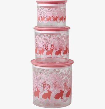 Burkar Lace Print Rosa 3-Pack från Rice, staplade på varandra