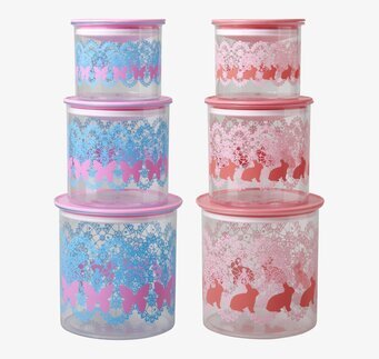 Burkar Lace Print Rosa 3-Pack från Rice med spetsmönster