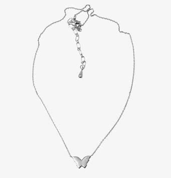 Halsband Butterfly Silver från Bud to Rose på vit bakgrund