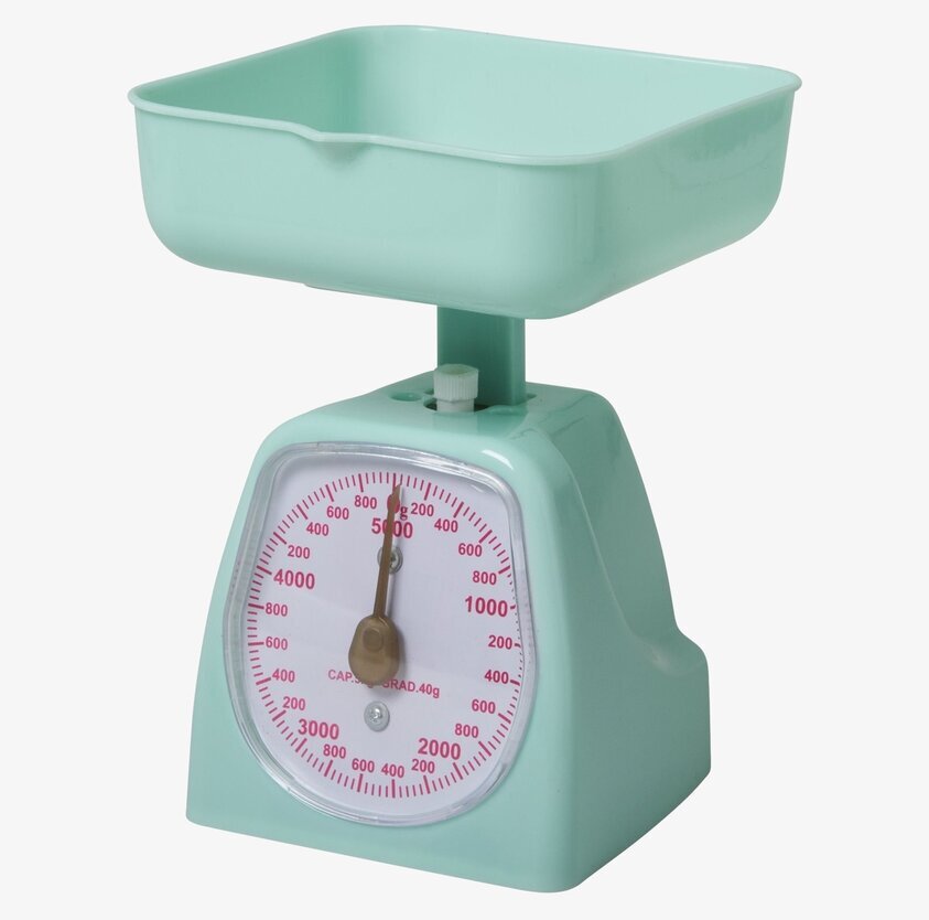 Köksvåg Mintgrön från Rice med analog skala och måttkopp