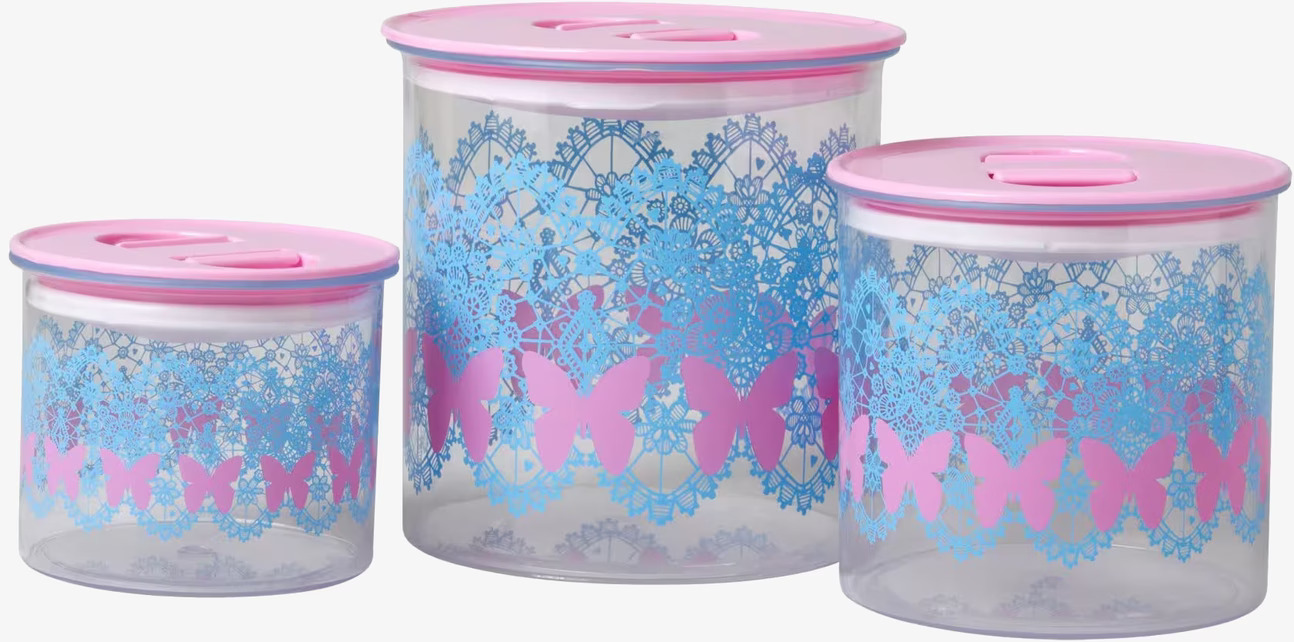 Burkar Lace Print Turkos 3-Pack från Rice med spetsmönster