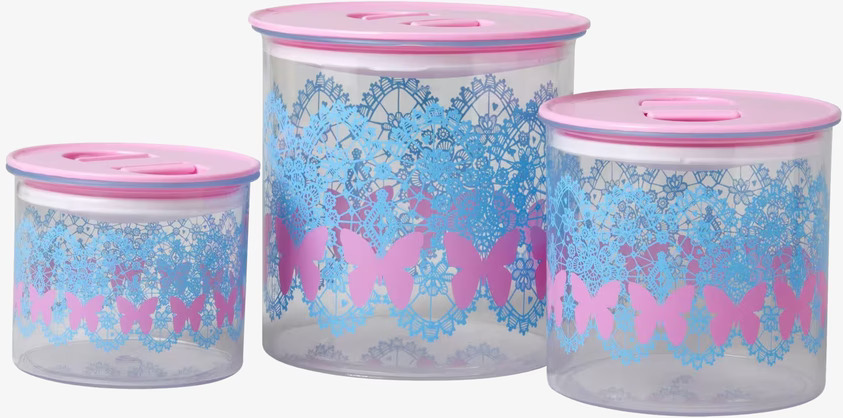 Burkar Lace Print Turkos 3-Pack från Rice med spetsmönster