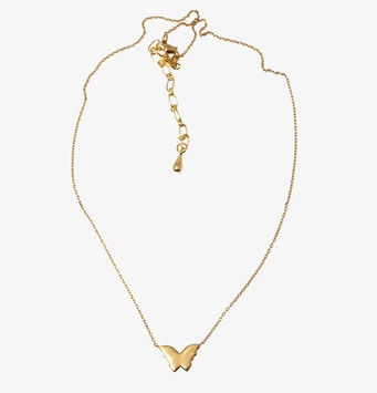 Halsband Butterfly Gold från Bud to Rose på vit bakgrund