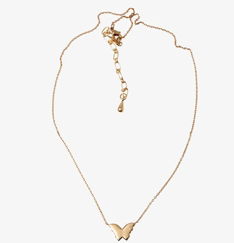 Halsband Butterfly Rosegold från Bud to Rose på vit bakgrund