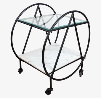 Serveringsvagn Svart Med Glas & Vit Marmor från Strömshaga