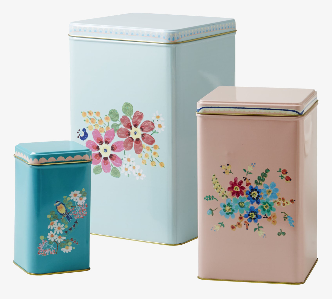 Plåtburkar Set om 3 från Rice i färgglad och lekfull design