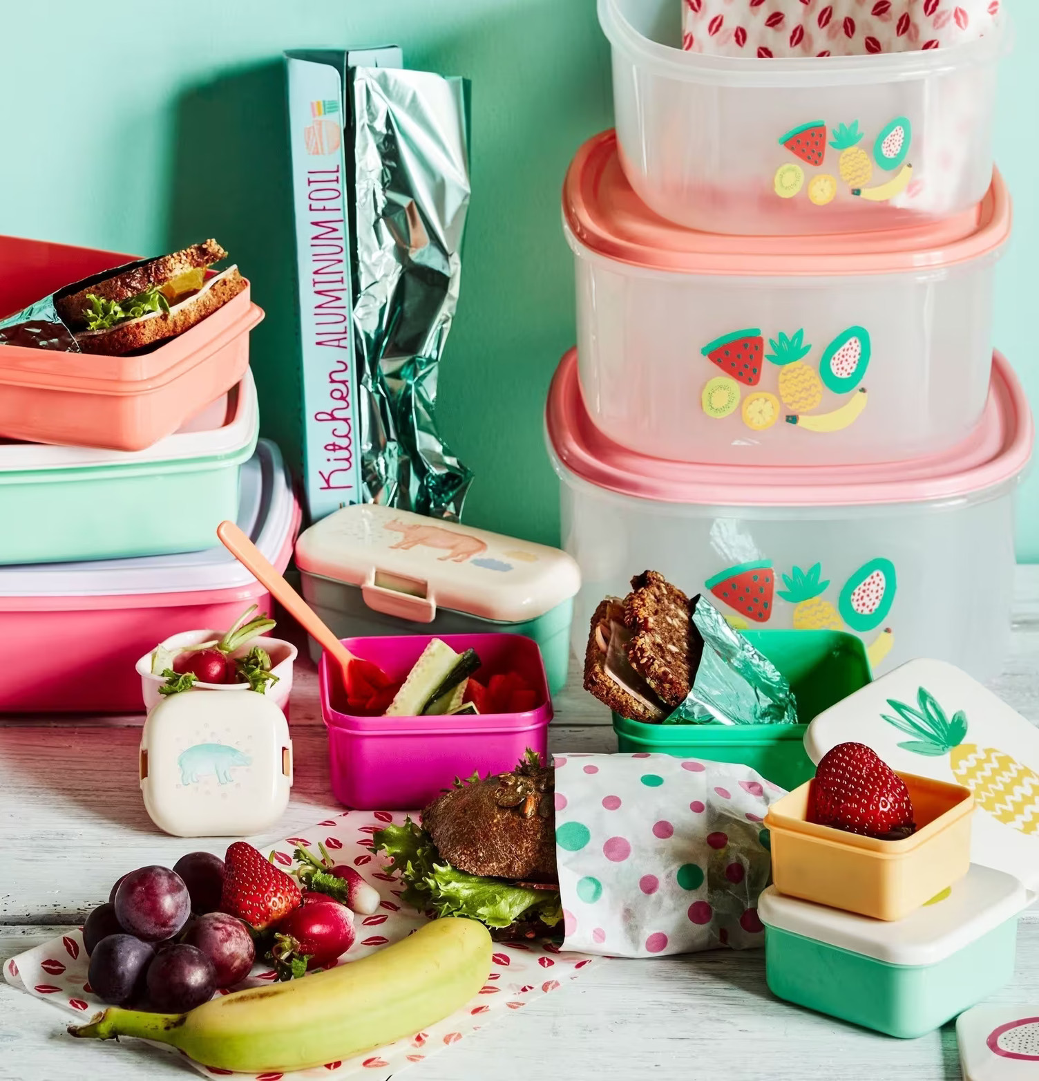 Lunchboxar Mini Animal Print från Rice med färgglada djurmotiv