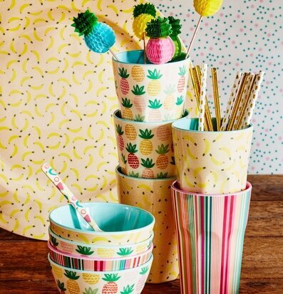 Liten Skål Stripe Print från Rice med färgglada ränder