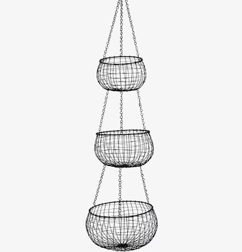 Hängande Korgar från Strömshaga med tre metallkorgar