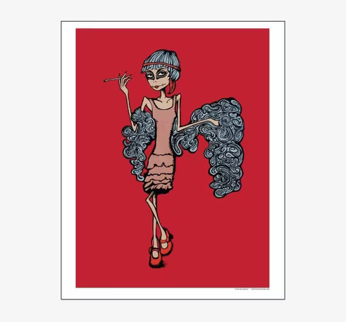 Smoking Queen - Art Print från Lottisson Design i röd nyans