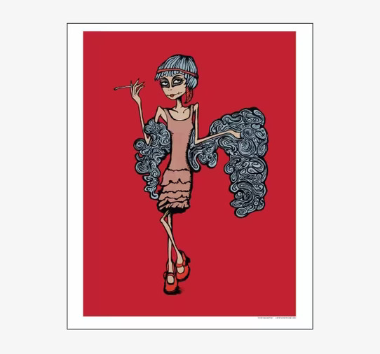 Smoking Queen - Art Print från Lottisson Design i röd nyans
