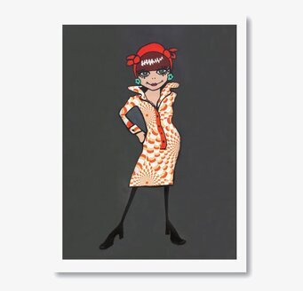 Hucklequinnan - Art Print från Lottisson Design, färgstark kvinna