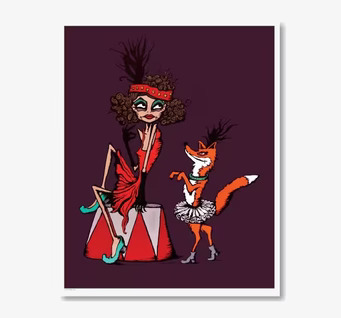 Foxy Lady - Art Print från Lottisson Design med kvinna och räv