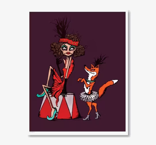 Foxy Lady - Art Print från Lottisson Design med kvinna och räv