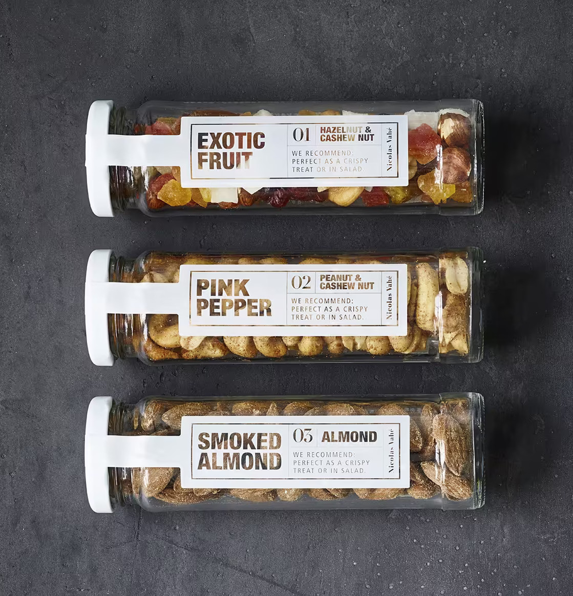 Nötmix - Rosépeppar från Nicolas Vahé i glasburk