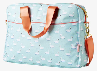Laptop Bag Swan Print från Rice med svanmönster och orange handtag