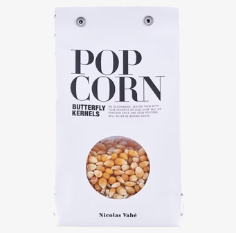 Popcorn 350 gram från Nicolas Vahé i vit papperspåse