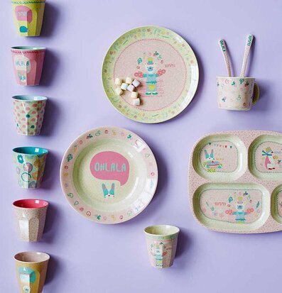 Tallrik Cooking Print från Rice med lekfullt robotmotiv