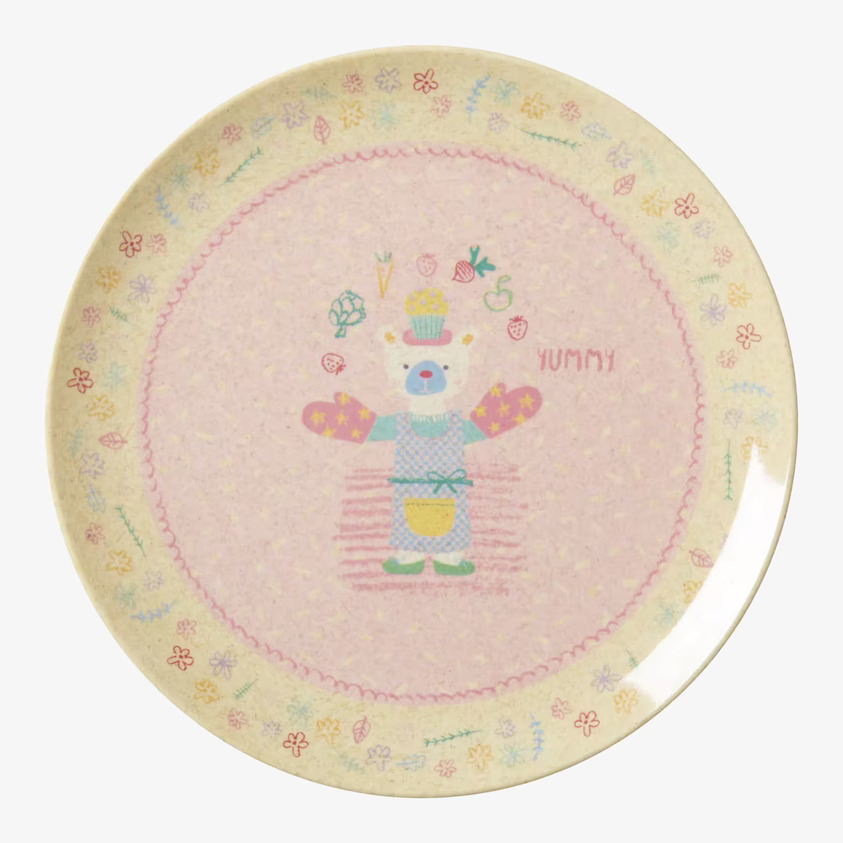 Tallrik Cooking Print från Rice med nallekock och fruktmotiv