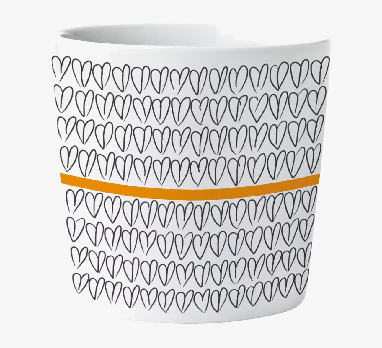 Kopp Orange Heart 2-Pack från Mette Ditmer med hjärtmönster
