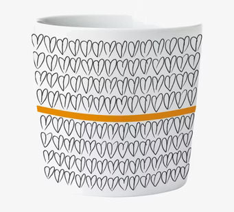 Kopp Orange Heart 2-Pack från Mette Ditmer med hjärtmönster