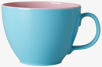 Bild av melaminmugg i mint och rosa färgkombination