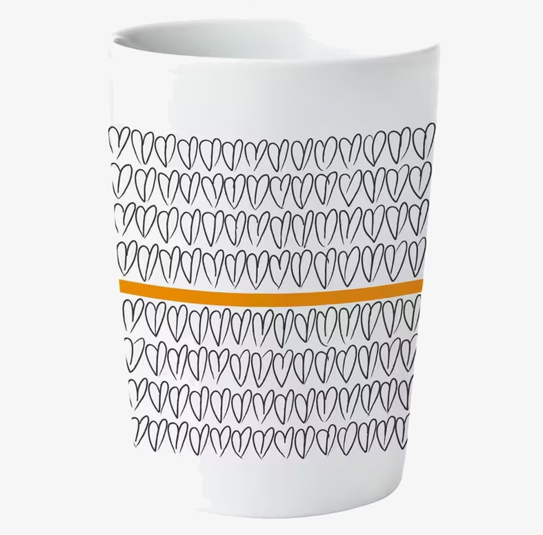 Termomugg Orange Heart från Mette Ditmer med hjärtmotiv