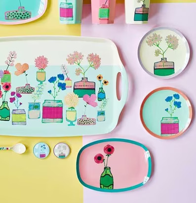 Bricka Flower Display Print från Rice med färgglada blommor