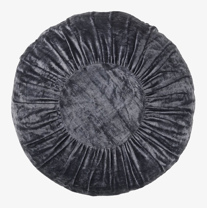 Sammetskudde Rund Cole från Cozy Living i mörkgrå sammet