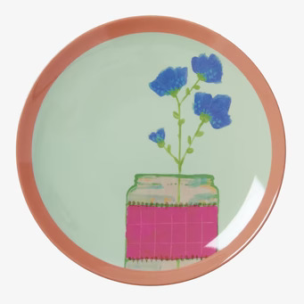 Desserttallrik Flower Prints Grön från Rice med blommotiv