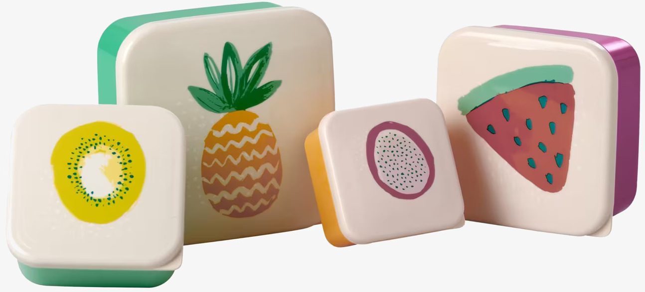 Matlådor 4-Pack Tutti Frutti från Rice med fruktmotiv