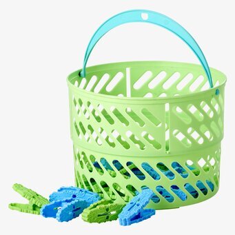 Klädnypor Med Korg Grön från Rice, praktisk och färgglad