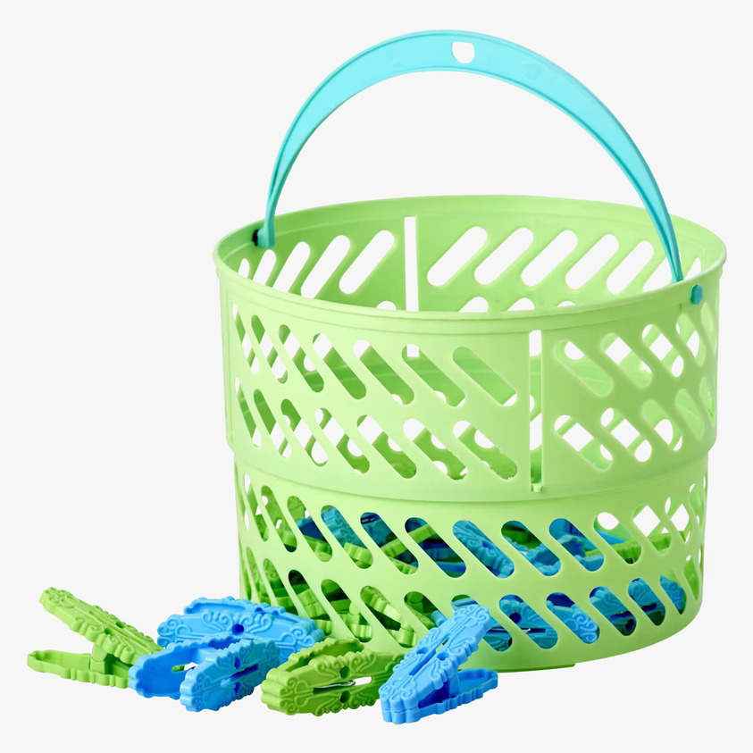 Klädnypor Med Korg Grön från Rice, praktisk och färgglad