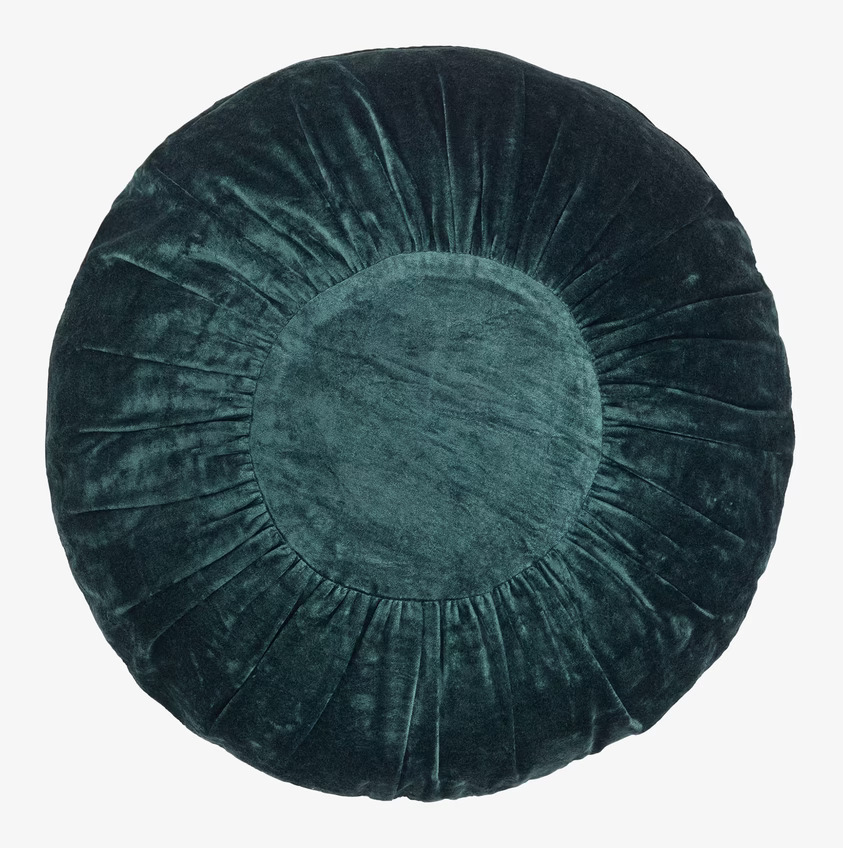 Sammetskudde Rund Dark Green från Cozy Living i sammet