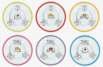 Ostbrickor/assietter från Derriére la porte med färgglada kanter