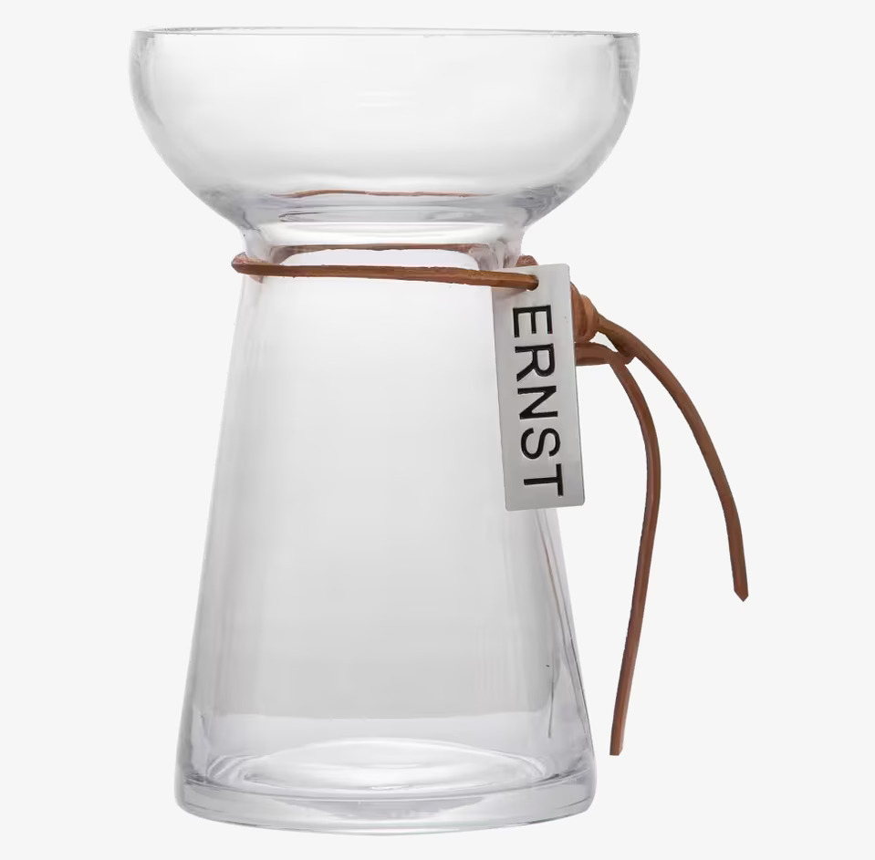 Hyacintvas ERNST från Ernst i klart glas med läderband