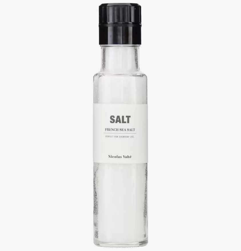French Sea Salt från Nicolas Vahé i cylinderformad glasburk