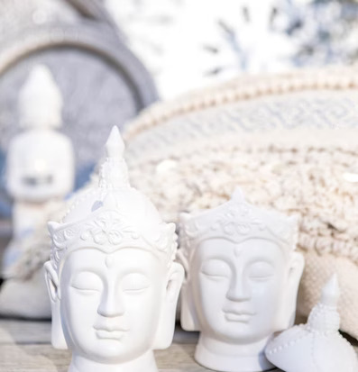 Buddha With Lid - Majas Cottage, vit keramik med lock