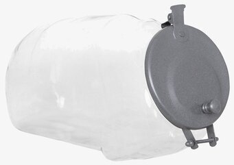 Bild av stilren glasburk med lock i metallisk design